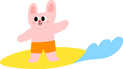 핑크토끼_캐릭터_서핑_서퍼_여름_바다