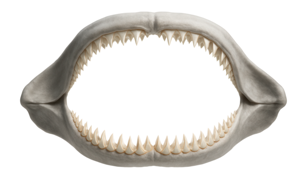 Greenland shark jaw showing rows of serrated teeth and robust cartilage structure