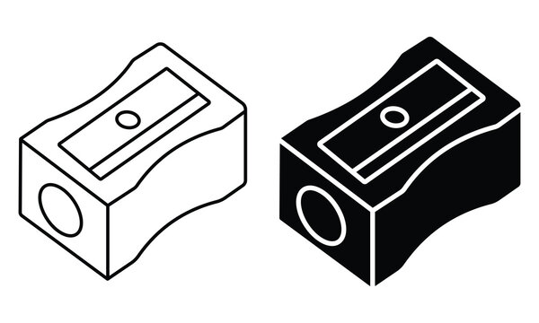 Sharpener line black icon design. Sharpner icon vector set. Silhouette of pencil sharpner flat icon logo, education icon, Vector illustration.
