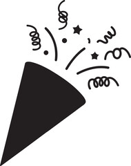 Party popper icon, party popper icon silhouette, party popper silhouette icon vector illustration