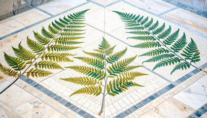 Intricate Fern Mosaic Design in Elegant Alcove Flooring