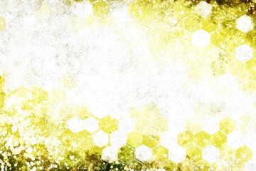 Abstract background with light yellow-green hexagons and distressed texture