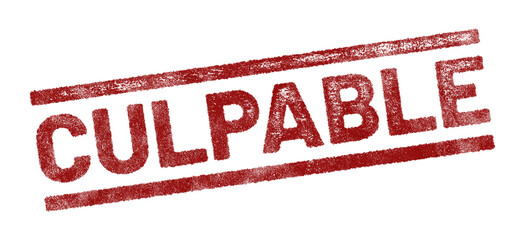 Red rubber stamp with Spanish text ‘Culpable’ (Guilty) isolated on transparent background