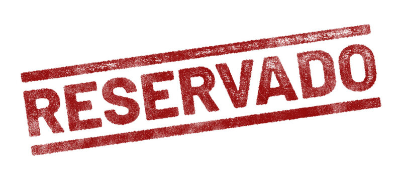 Red rubber stamp with Spanish text &lsquo;Reservado&rsquo; (Reserved) isolated on transparent background