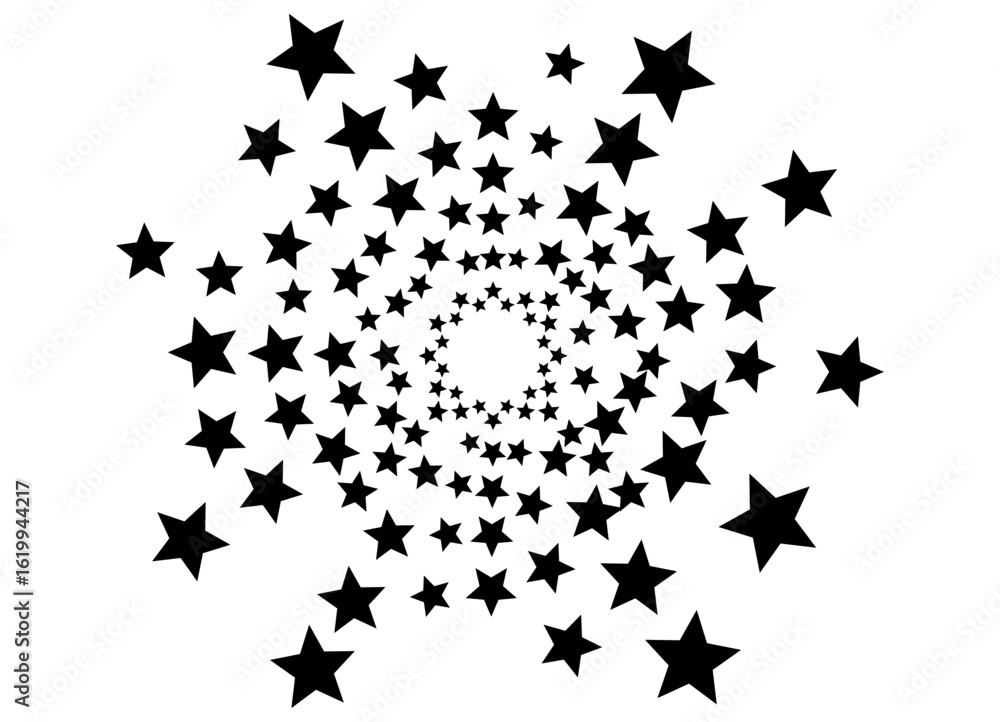 Poster abstract explosion. round pattern of black stars on a white background. design element. star. vector