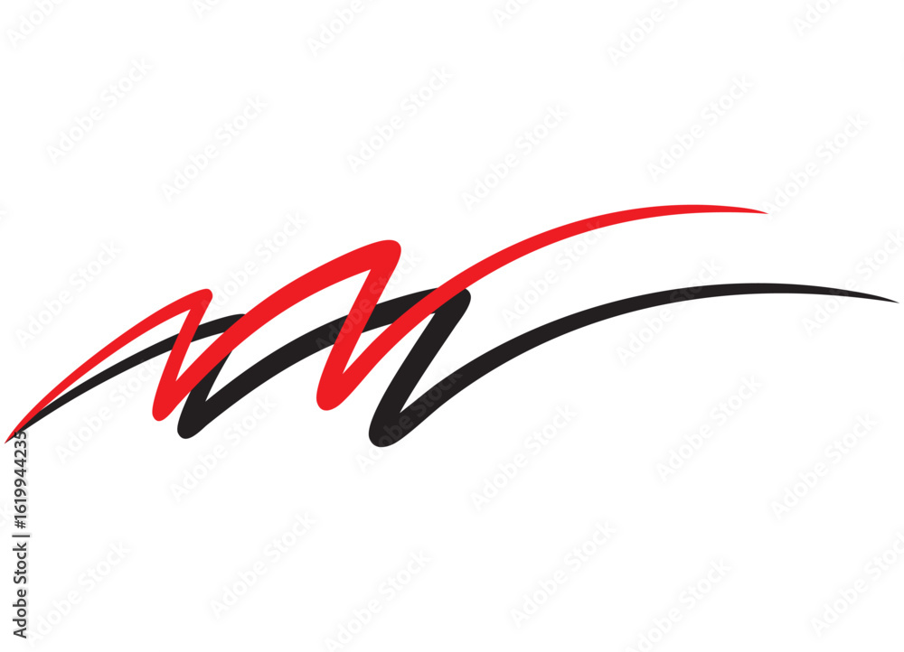 Poster abstract vector pattern of black and red curved lines on a white background. sports design element. 