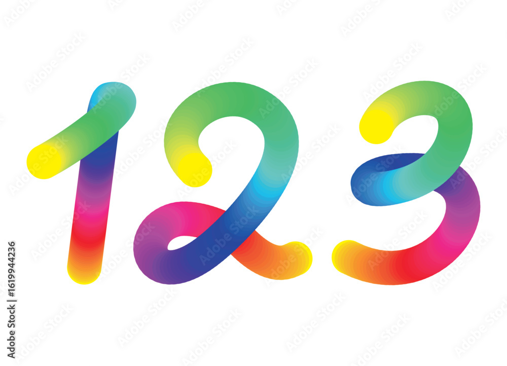 Aufkleber colorful vector numbers 123. abstract vector pattern on white background. rainbow neon design elemen