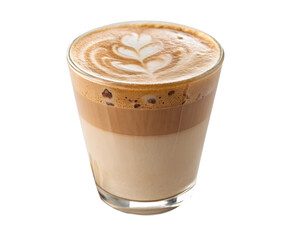 Caffè Latte in a Glass Cup – Isolated PNG on Transparent Background