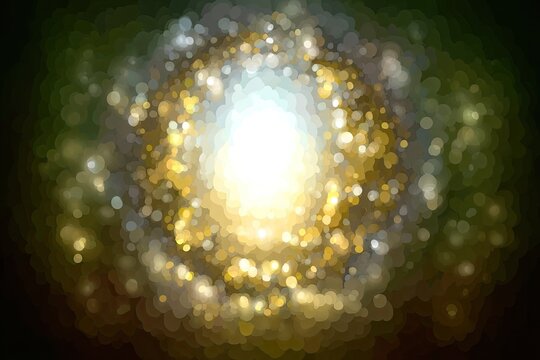 Abstract swirling light burst, golden, bright center