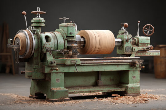 The old lathe machine at factory