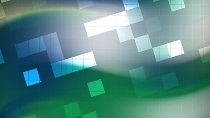 Minimalist Navy Abstract background animation with moving geometric shapes, squares, and a grid pattern in blue and green colors - Powered by Adobe