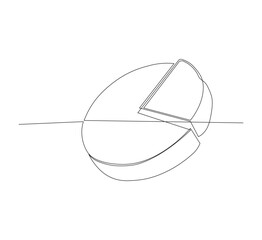 Circle diagram, a diagram divided into several segments is illustrated in one continuous line drawing. Work and office concept.white background Minimalist hand drawn design.