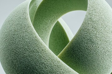 Close-up of interwoven, light-green, textured forms