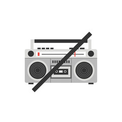 Fototapeta premium Vintage Radio Illustration with No Sign for Prohibition of Music & Sound