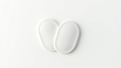 Two smooth, white, oval-shaped objects on a white background.