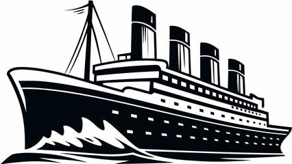 Titanic Bow Wave: Vintage Ship Graphic