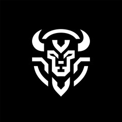 Fototapeta premium Striking Black White Bison Logo