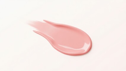 Light pink cosmetic product smear on a white background.