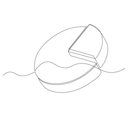 Fototapeta premium Circle diagram, a diagram divided into several segments is illustrated in one continuous line drawing. Work and office concept.white background Minimalist hand drawn design.