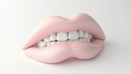 A stylized representation of a mouth with lips and teeth.