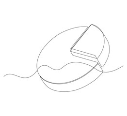 Circle diagram, a diagram divided into several segments is illustrated in one continuous line drawing. Work and office concept.white background Minimalist hand drawn design.