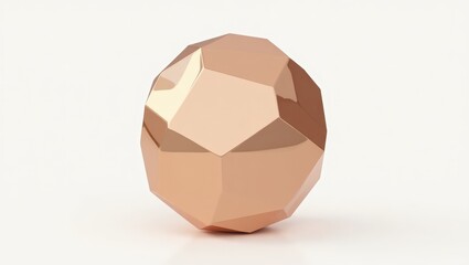 Rose gold geometric sphere object on a white background.