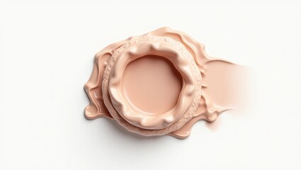 A light beige foundation substance in a textured circular form.