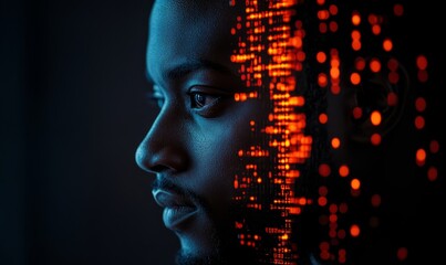 binary code on black background, Generative AI