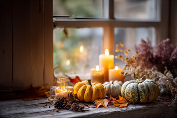 Spiritual image of pumpkins and candles.
