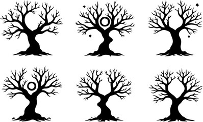 Collection of Bare Tree Silhouettes"