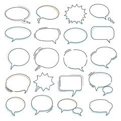Obraz premium Collection of diverse stylized speech bubbles offering unique communication elements for design projects