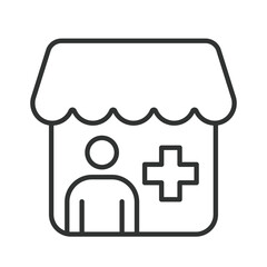Pharmacist, icon in line design. pharmacist, pharmacy, medicine, prescription, healthcare, drug, professional on white background vector. Pharmacist, editable stroke icon