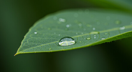 Nature background macro photography of water drop on green leaf nature background close up fresh dew drop 90