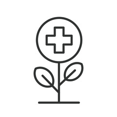 Natural medicine, icon in line design. Natural medicine, herbal, organic, remedy, healing, alternative, plant on white background vector. Natural medicine, editable stroke icon