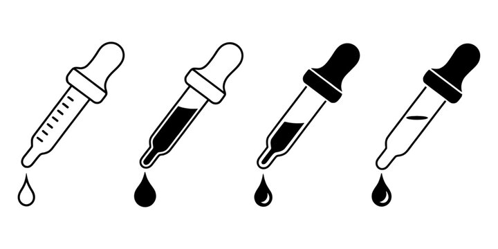 Different dropper levels showing various liquid amounts for laboratory experiments and analysis