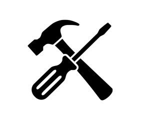 Hammer and screwdriver crossed silhouette icon