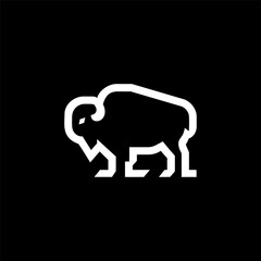 Outlined Bison Logo with Horns
