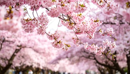 Pink Cherry Blossoms in Full Bloom