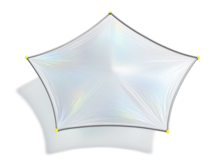 Pentagonal solar sail with translucent material and edge tension rods