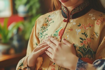 Close-up of hands of a masseur giving a back massage to a young woman, representing traditional Chinese medicine techniques, Generative AI