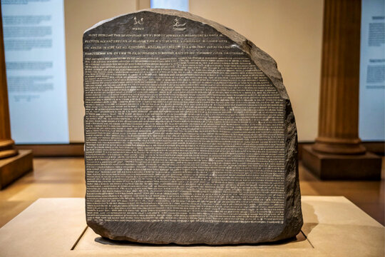 Rosetta Stone Replica Dark Gray Stone Ancient Script Museum Display