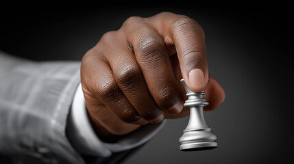 Strategic Move: A hand holding a chess piece, signifying power, strategy, and decision-making.