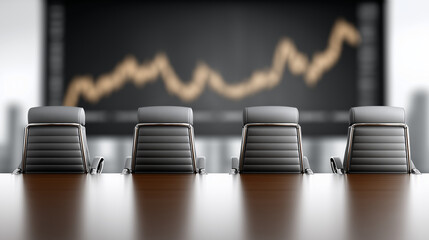 Business Meeting: A modern boardroom with empty chairs, suggesting anticipation of a crucial meeting or discussion.