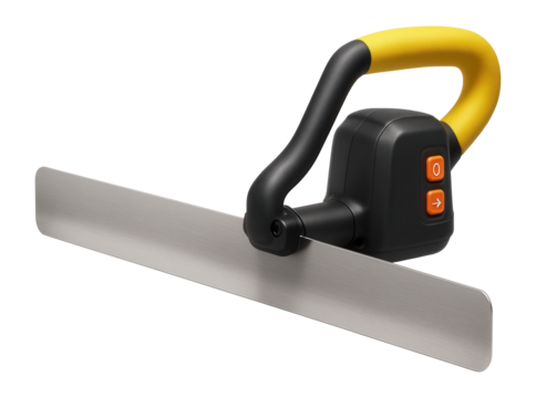 Ergonomic vibrating screed with a cushioned handle and electric motor for small commercial floors.