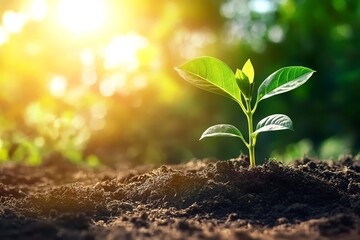 Sprout Growing in Soil Under Sunlight