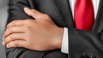 Confidence in the Corporate World: An elegantly dressed individual, radiating professionalism, showcases an air of self-assuredness in a refined corporate setting.