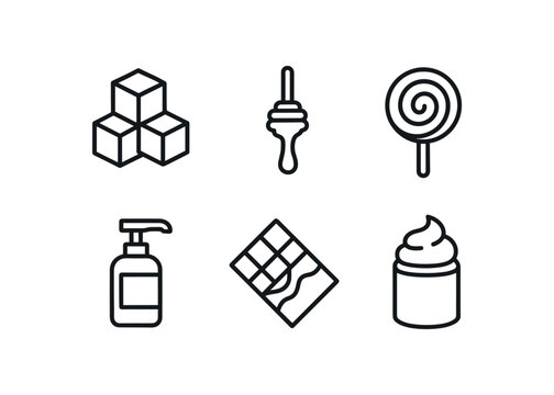 straight perfect stroke icon mono icons style isolated sweetness sugar sweetness honey drizzle sweetness candy swirl sweetness syp pump sweetness chocolate bar sweetness marshmallow fluff