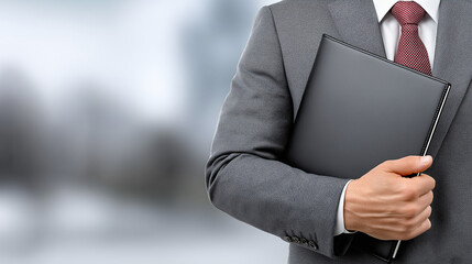 Sharp Suit and Briefcase: A professional, dressed in a tailored suit and tie, confidently holds a sleek briefcase, ready for business and exudes a sense of competence and success.