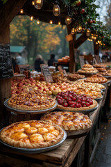 Fototapeta premium Pies displayed at market.