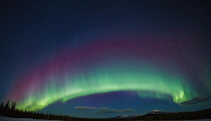 Vertical shot of an aurora in the sky above the hills and mountains covered with snow in norway
4